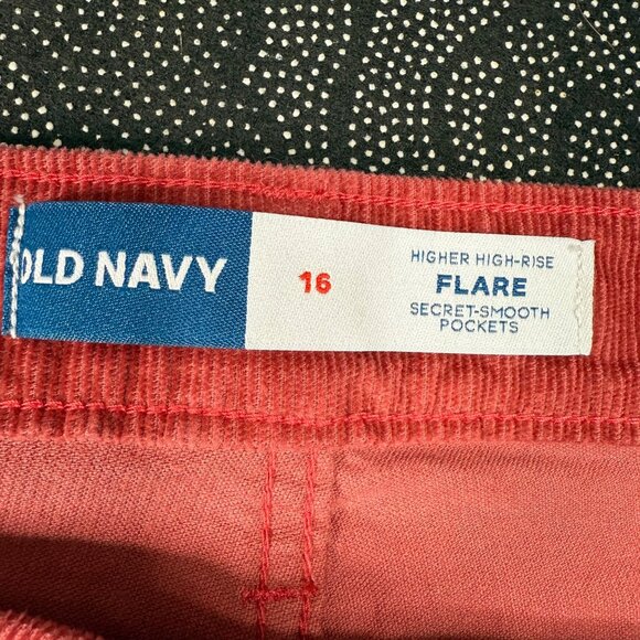 Old Navy Women’s Pants sz 18 Higher Rise Flare Corduroy Spice Girl Orange/Pink - Picture 5 of 11